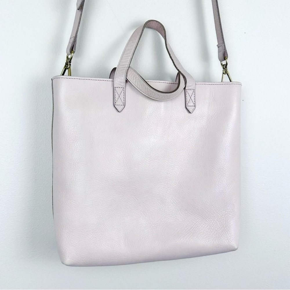 madewell zip-top leather transport crossbody in desert sheer pink